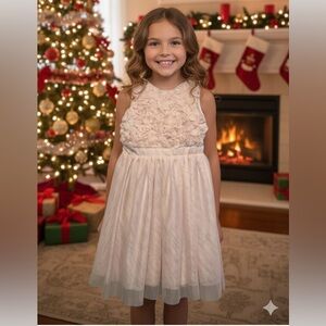 H&M Girls Pink Rosette Dress Holiday Easter Sunday Birthday Dress